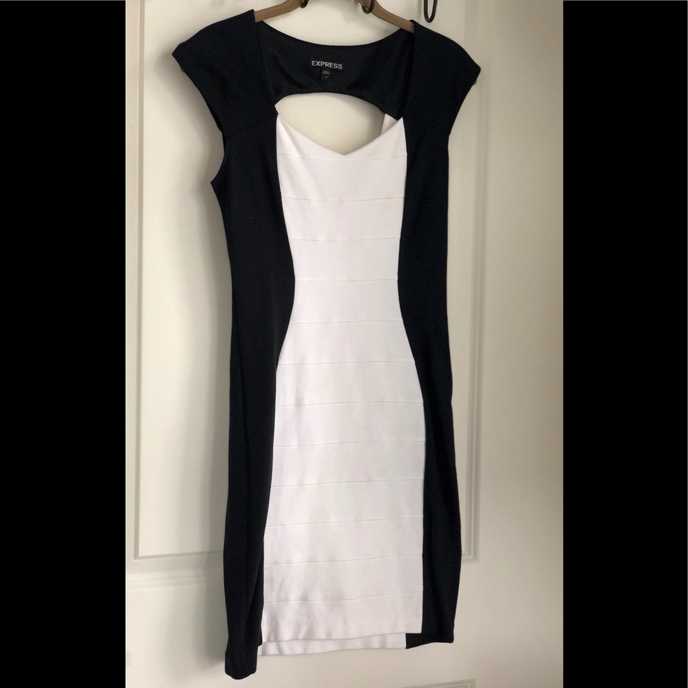 EXPRESS Black and white fitted dress *PRICE DROP*
